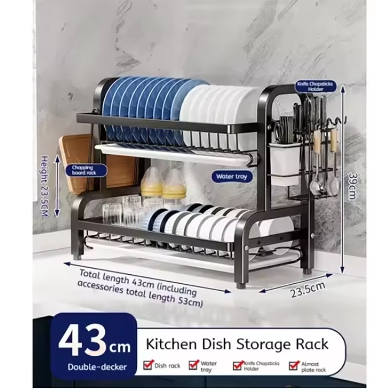Égouttoir à vaisselle Compact à 3 niveaux, ensemble de égouttoir à vaisselle, grand support égouttoir à vaisselle antirouille, supports de cuisine