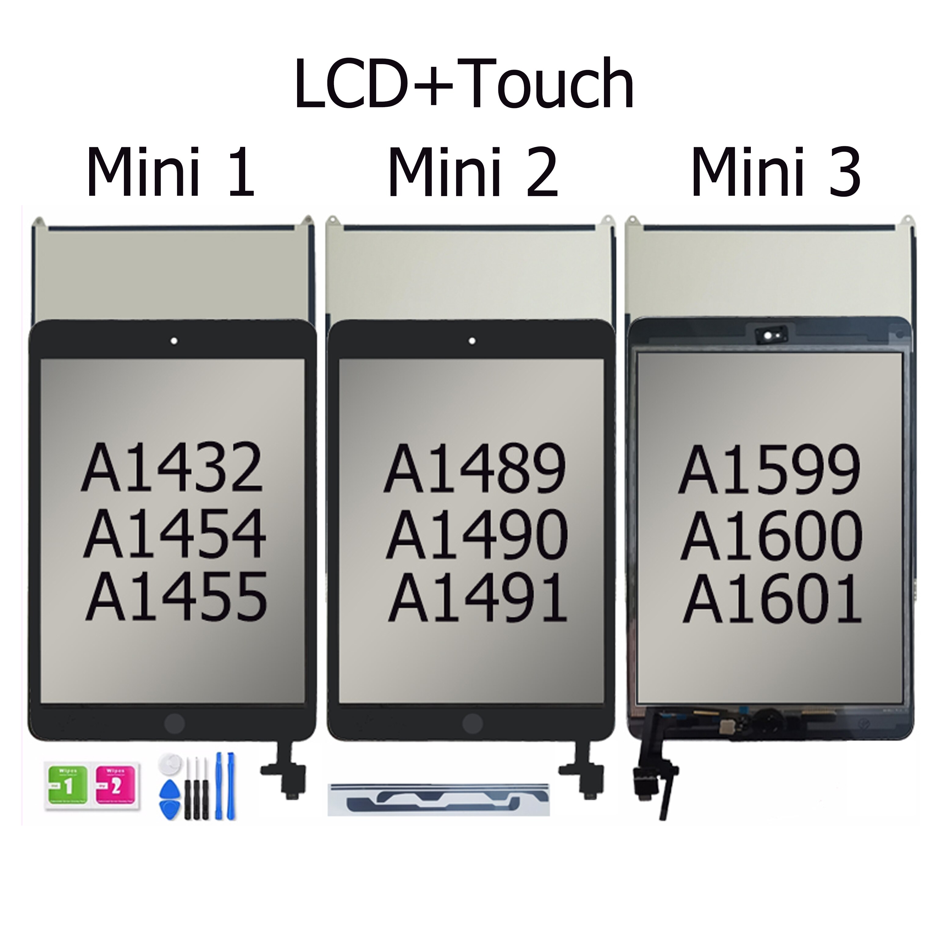 LCD and Touch Screen Display Tested For APPLE iPad Mini1 Mini2 Mini3 A1432 A1454 A1455 A1489 A1490 A1491 A1600 A1601 Mini 1 2 3