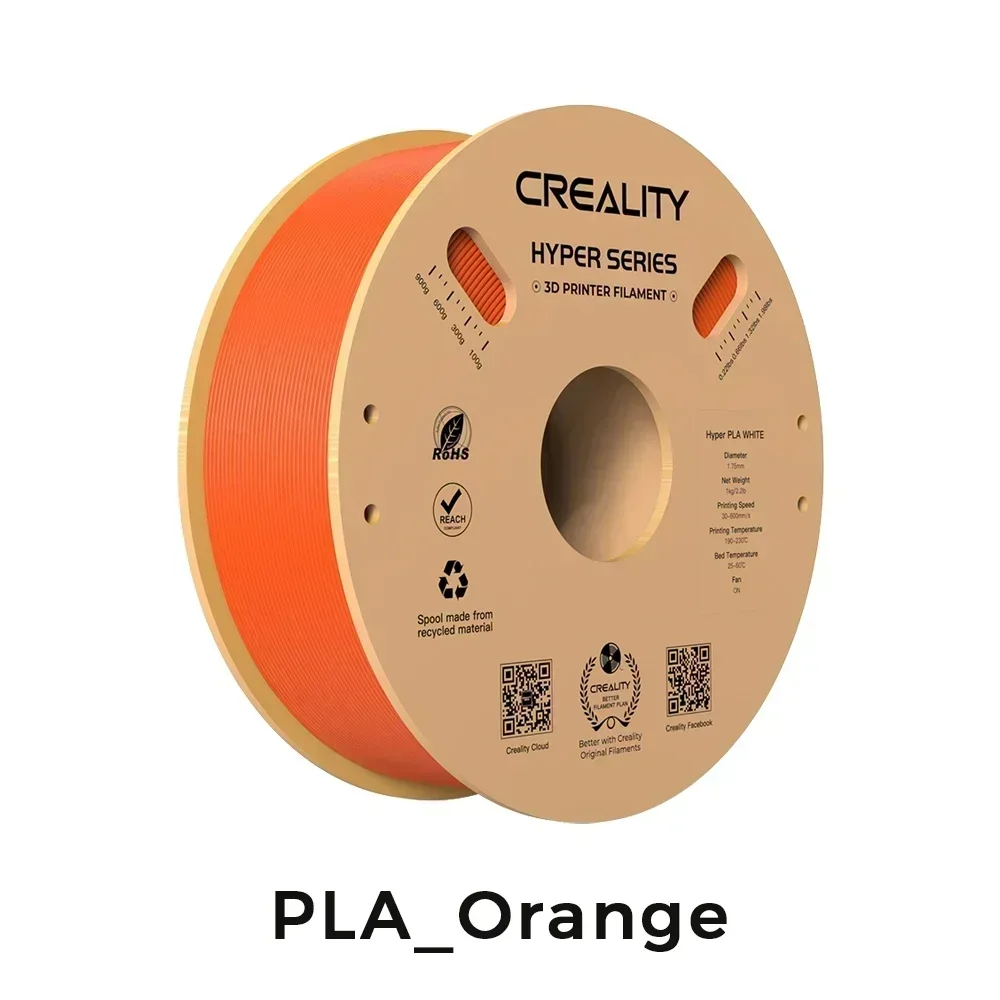Creality Hyper Series PLA Filament Multiple Colors 1.75mm 1KG 30-600mm/s High Speed High Precision Printing 3D Printer Materials: Orange