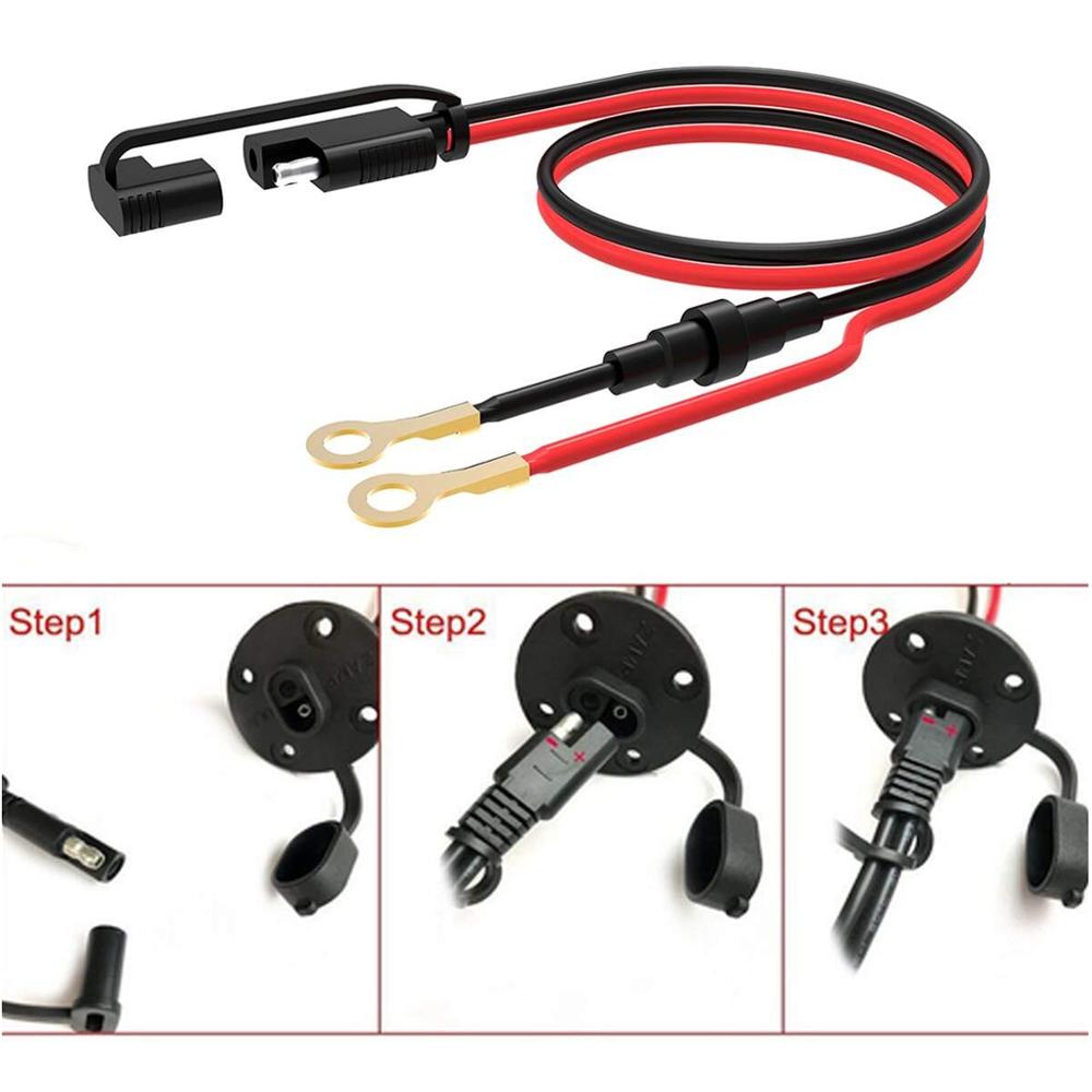 4FT SAE to Ring Terminal Quick Connect/Disconnect Plug Harness Cable for Battery Charger/Maintainer 2-Pin Quick Disconnect Plug