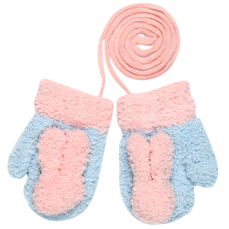 Guantes de lana para niños y niñas de 0 a 2 años, manoplas para niños, guantes de punto de lana para niños, guantes de cuerda cálidos para bebés