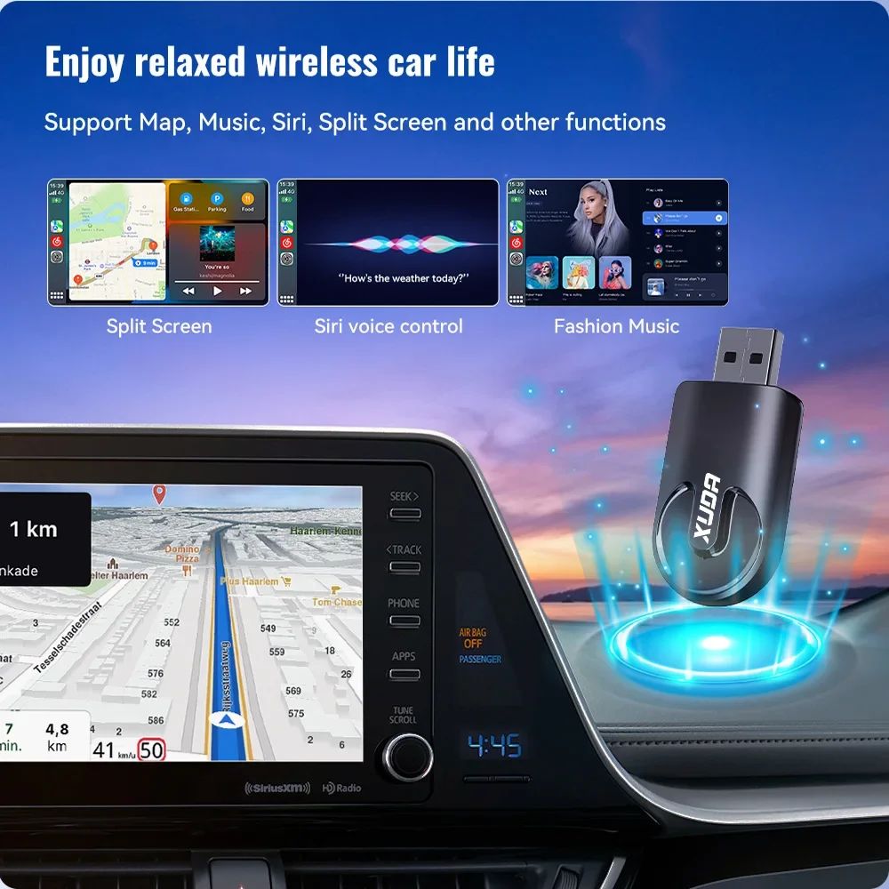 Adaptador de conexión automática para coche, dispositivo inalámbrico 2 en 1 con cable a Dongle inalámbrico, Bluetooth 5,0, Plug & Play, Mini AI Box