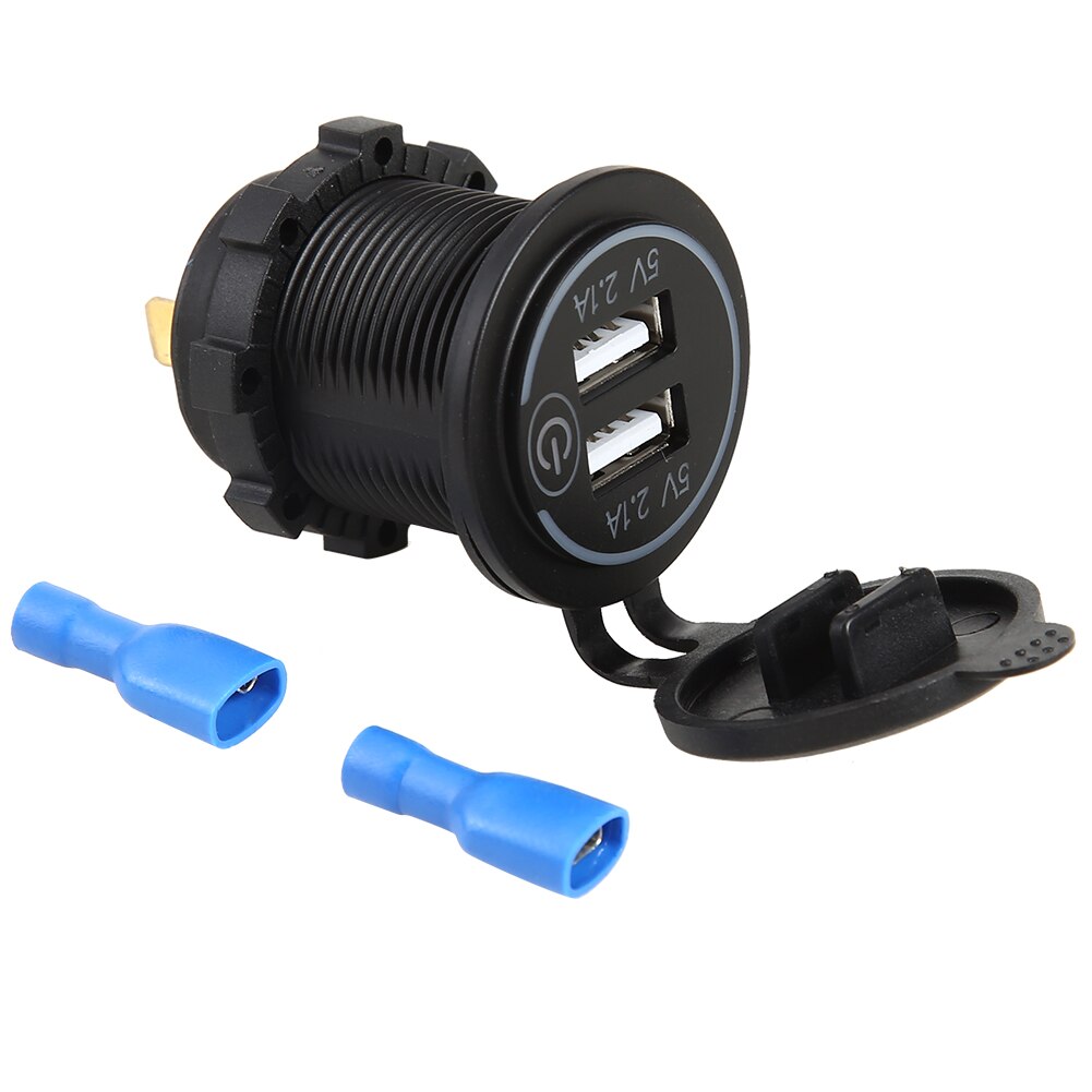 USB Laadstation - 4.2A Dubbele Poort met LED Voltmeter & Touch Schakelaar - 12-24V Input voor Auto Motor Boot