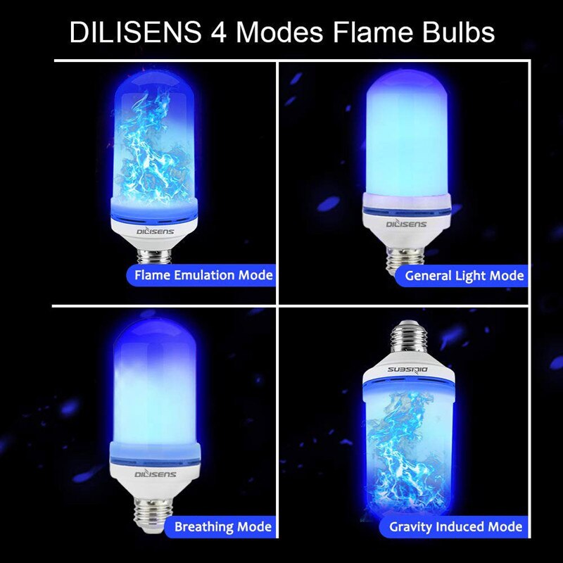 Led flamme effekt pære 4 tilstande med op og ned  e27/e26/b22 base flamme pærer til julehave/hotel/bar fest dekoration