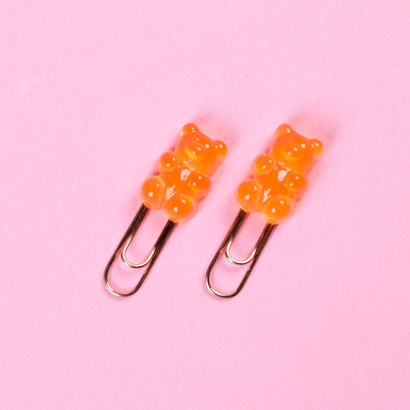 2 pièces mignon bonbons couleur ours trombone en métal bureau école papeterie approvisionnement bureau approprié: OG