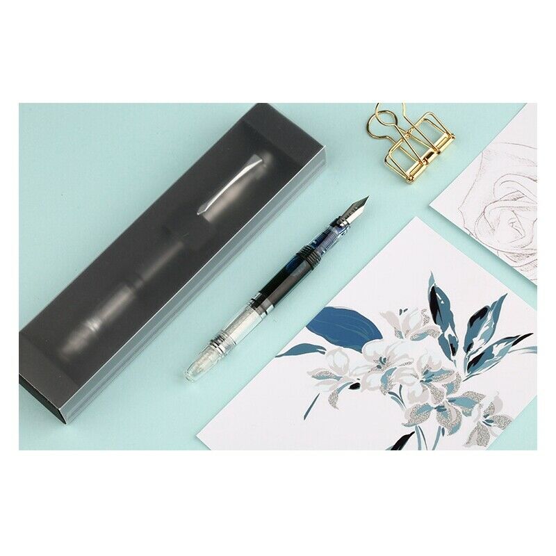 Pióro wieczne Penbbs 494 przezroczysty tłok pióro wieczne demonstrator pióra atramentowe 0.38/0.5mm stalówka szkolne materiały biurowe