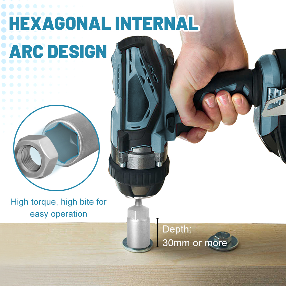 Length Deepen Impact Socket Adapter 5-19mm Power Nut Driver Socket Set 1/4-inch Hex Shank Screwdriver Key Head Hand Tool 1PC