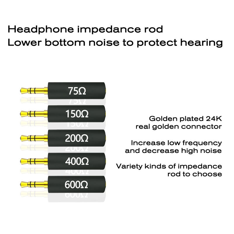 Conductor Earphone Impedance Plug 30/75/150/200/400/600 ohm Noise Cancelling Adapter 3.5mm Resistance Reduce Noise Filter Plug