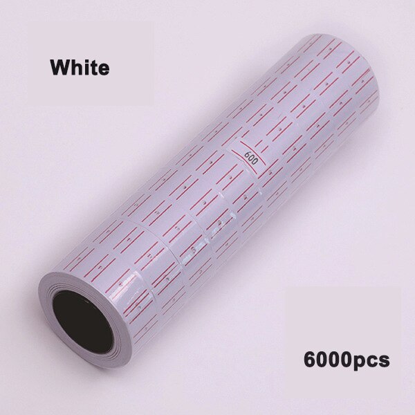 10 Rolls (6000Labels) wit Zelfklevend Prijs Label Label Sticker Kantoorbenodigdheden Enkele Rij Supermarkt Prijs Papieren Etiketten: 6000pcs