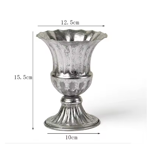 Jarrón de copa de hierro Retro europeo, decoración del hogar, sala de estar, arreglo de figuritas de flores, artesanías, adornos de maceta de Metal para Hotel: naranja