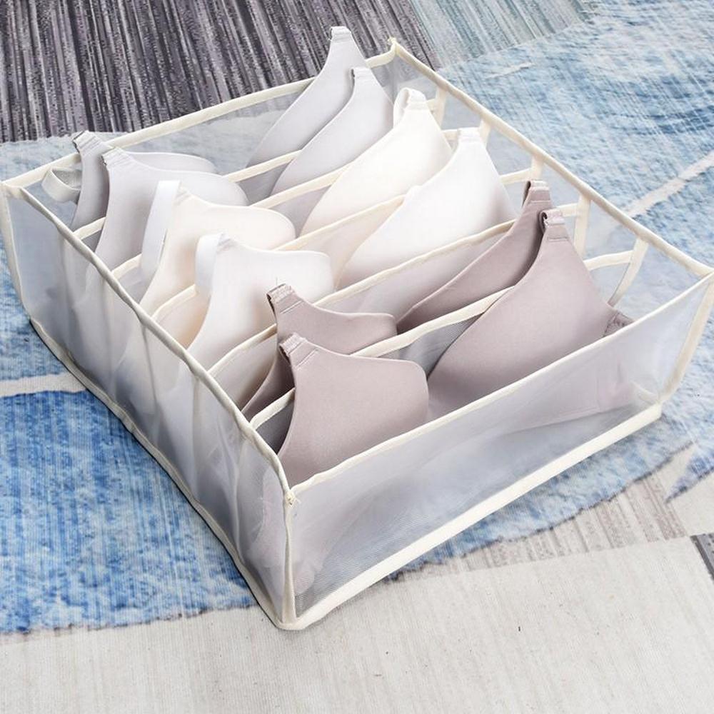 6/7/11 Foldable Storage Box Wardrobe Drawer Organize Collapsible Underwear Storage Box Compartment Storage Box Household Storage: White 6 grid