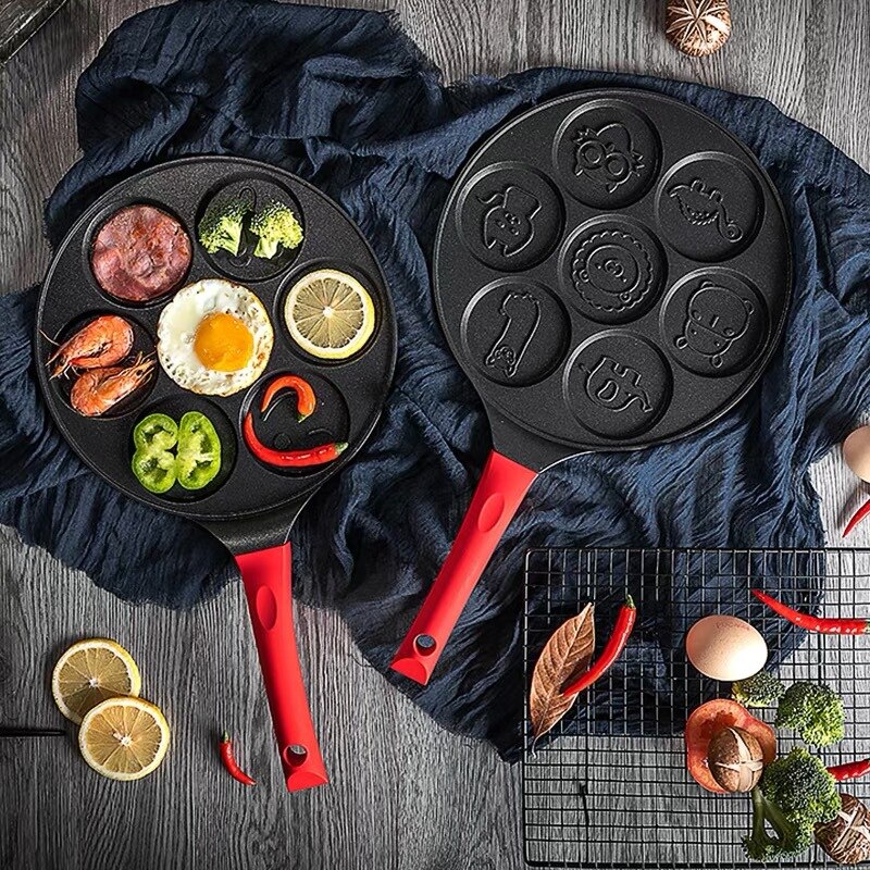 Zeven-Hole Frituren Pot Verdikte Omelet Pan Non-stick Ei Pannenkoek Steak Pan Koken Ei Ham Pannen Ontbijt maker Keuken Sartenes