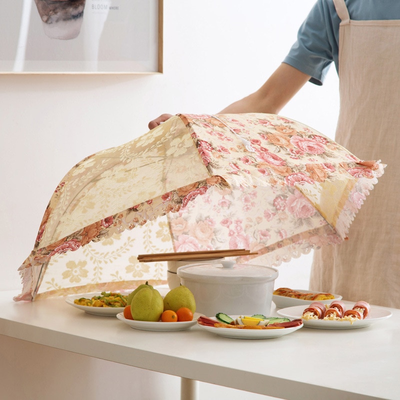 Foldbare retter dækker anti-flyve støv paraply dække husholdning mad dækker retter bord frugter dækker køkken værktøj