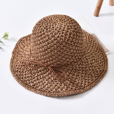 Drottning hatt sommar dam vikbar stor rand strand solhatt halm strandmössa för damer semester resor hattar: Kaki