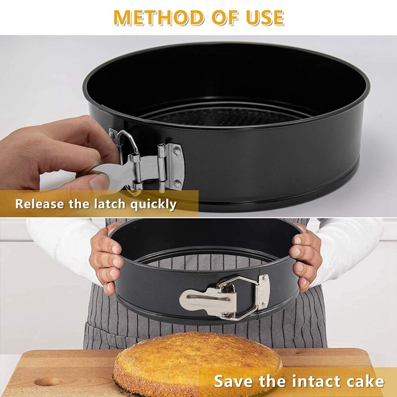 -3Pcs (4/7/9 Inch) Springform Pan Cake Pans Set -Detachable Bakeware Cheesecake Round Cake, Quiches Pans Baking Mold