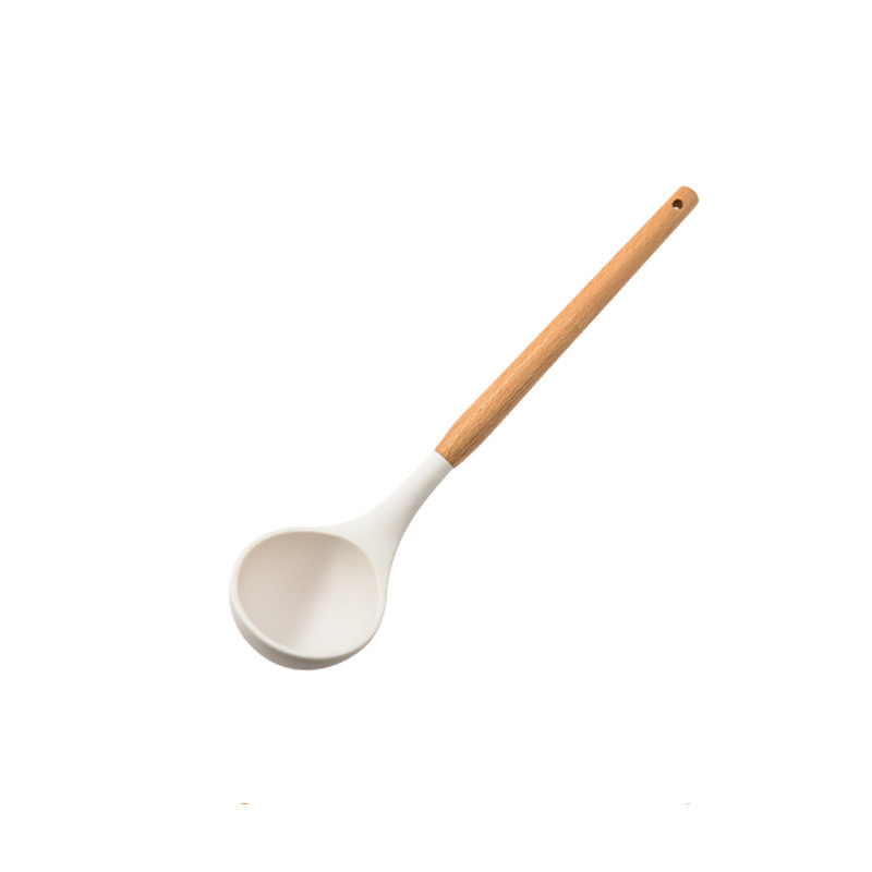 Silicone Kitchenware White Non-stick Kitchen Cookware Spatula Egg Beaters Shovel Soup Spoon Cooking Utensils Kitchen Gadget: Soup ladle