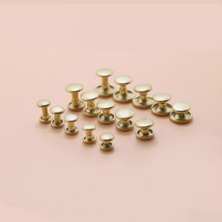 Goud Messing Dubbele Cap Ronde Rapid Rivet Punk Rock Leathercraft Rivet