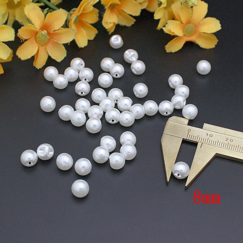 50pcs/lot mix Size 4 side hole white color pearl buttons clothes sewing accessory crafts decorative buckl buttons sewing button: 8mm