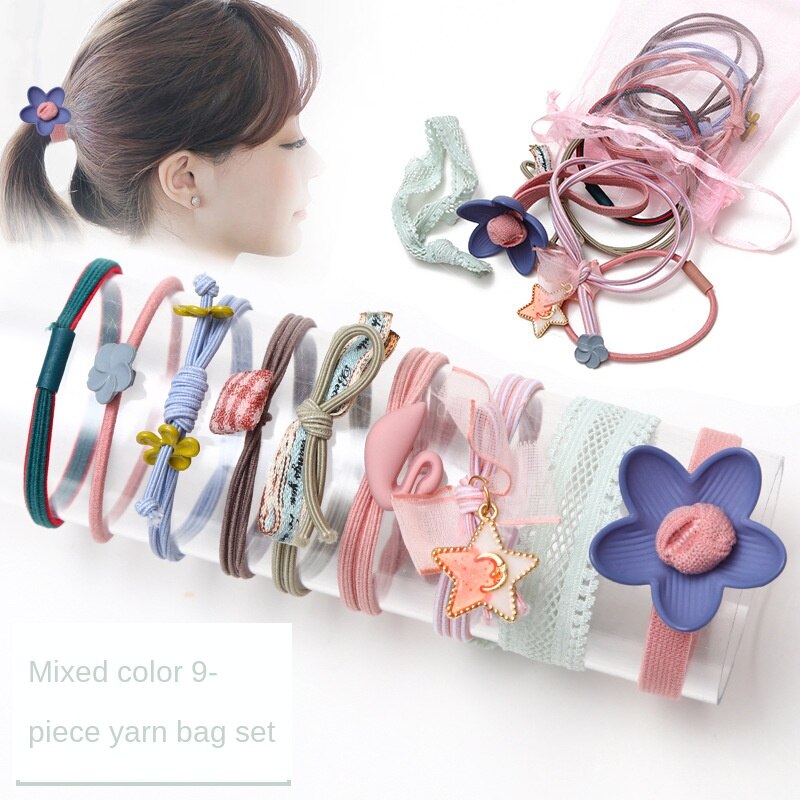 9 Uds bebé las vendas de Nylon niños elástico bandas para el pelo de los niños pelo cuerdas accesorios de bebé Princesa Madre de los niños y los niños: 9 pcs mixed colours