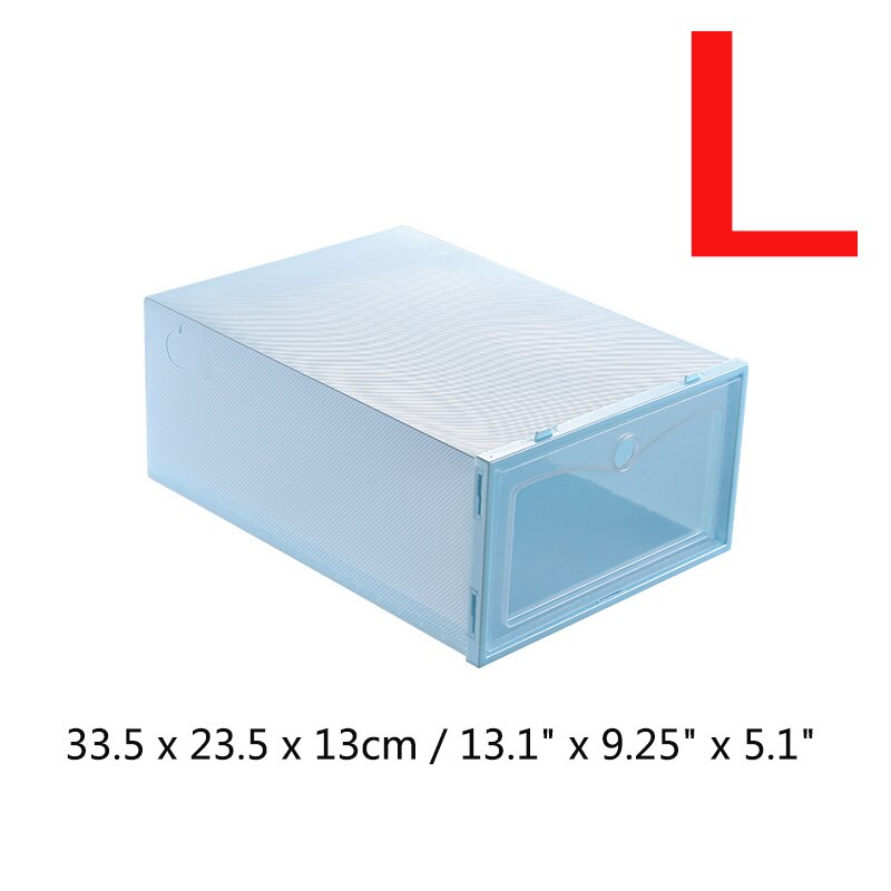 Składane przezroczyste plastikowe pudełka na buty wieżowych Floding DIY szuflady na buty pojemniki robić przechowywania organizatorzy domowe pudełko robić przechowywania butów: niebieski-L