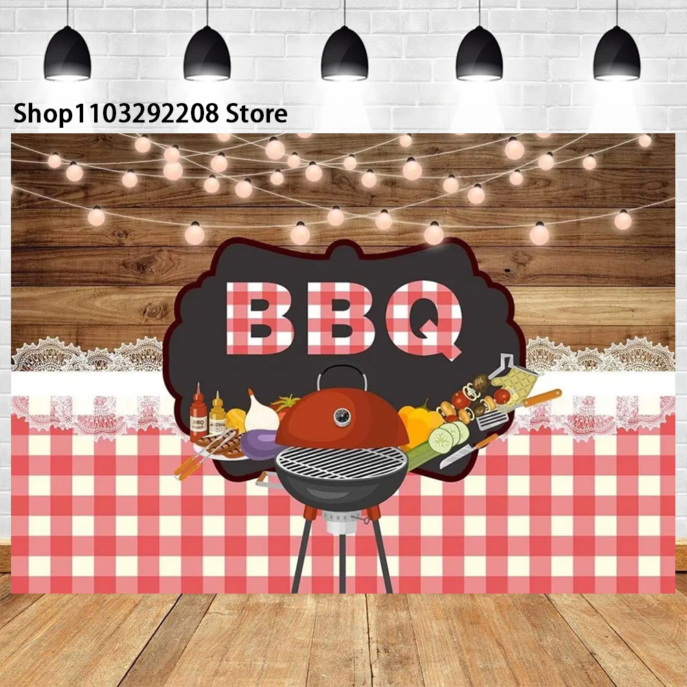 Picnic Party Theme Photography Background Outdoor BBQ Party Red and White Check Wood Backdrop Family BBQ Decor Photocall Banner: L / PURPLE