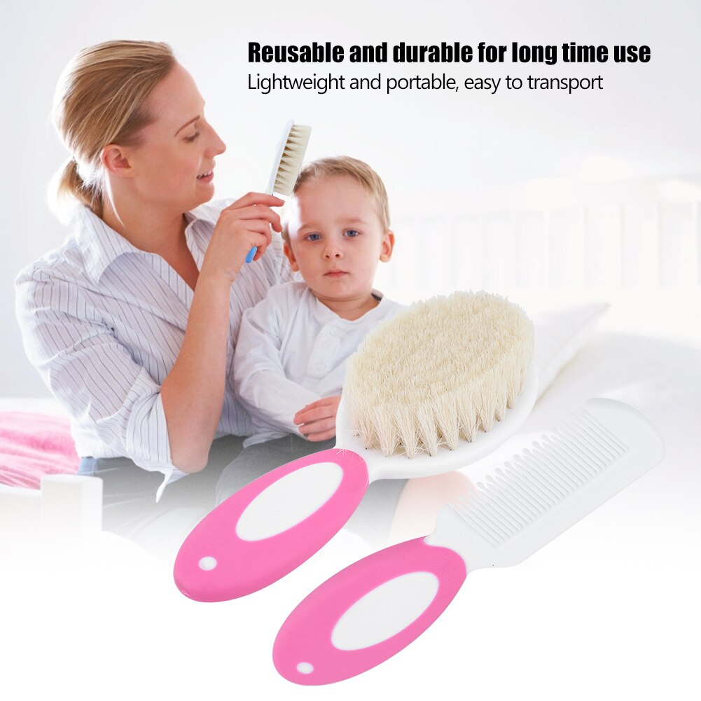 2pcs/set Portable Soft Newborn Baby Hair Brush Baby Kids Comb Child Hairbrush Sets Boys Girls Head Massager