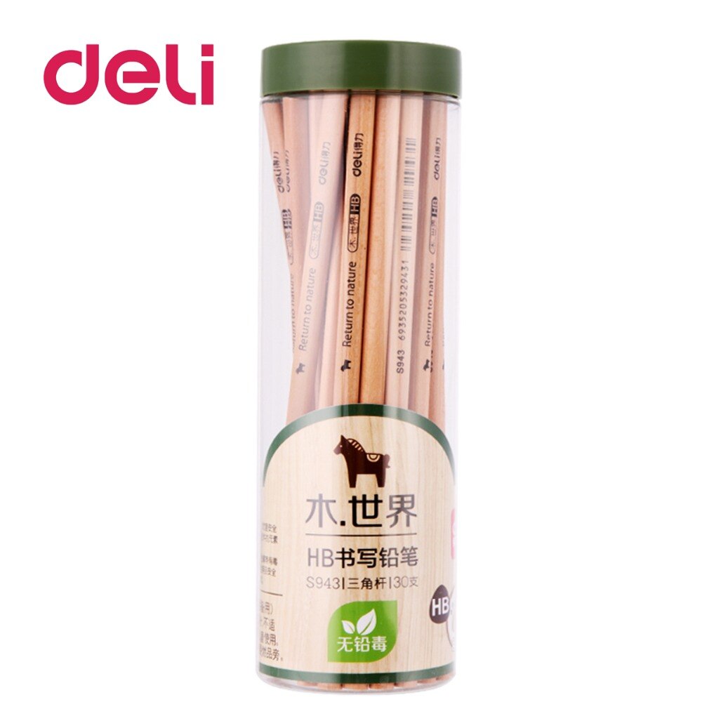 Deli 30 Uds S943 lápiz de madera HB corrección postura estudiante caligrafía todas las clases de autoras lápiz triángulo herramienta de escritura escolar