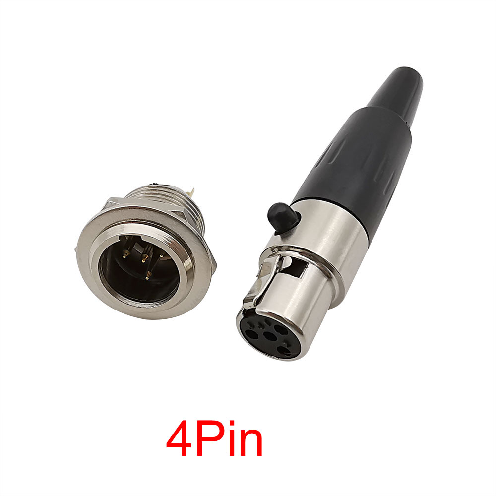 Mini XLR 3 pines 4 pines 5 pines 6 pines enchufe hembra macho micrófono conector de Audio Cable adaptador de micrófono de soldadura: Negro