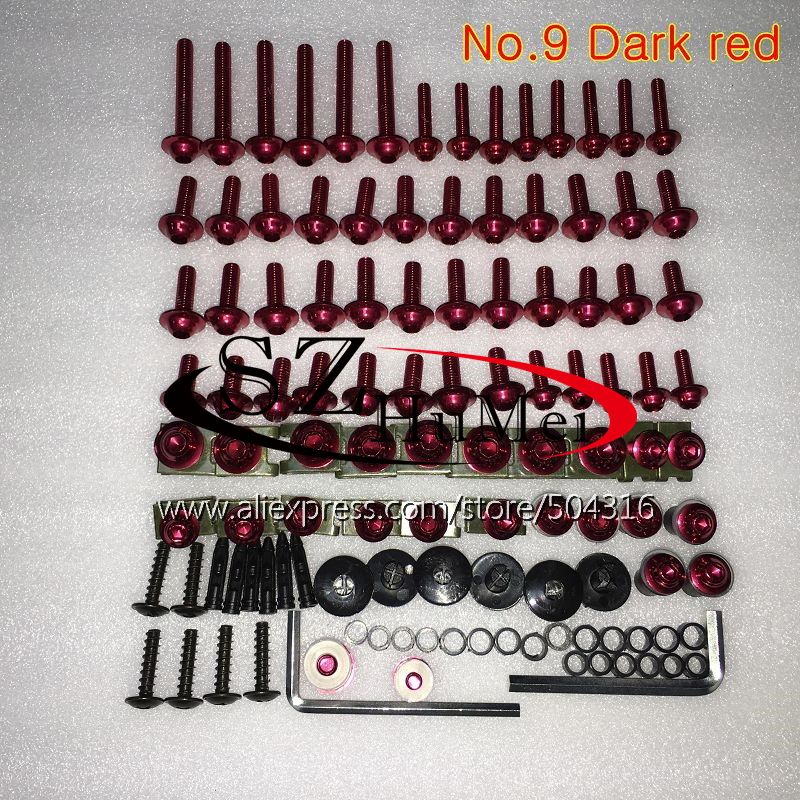 Kit complet de boulons de carénage pour suzuki gsxr 600 gsxr 750 01 02 03 gsxr 600 750 k1 r600 2001 2002 2003 vis et écrous de boulons de pare-brise: N ° .9