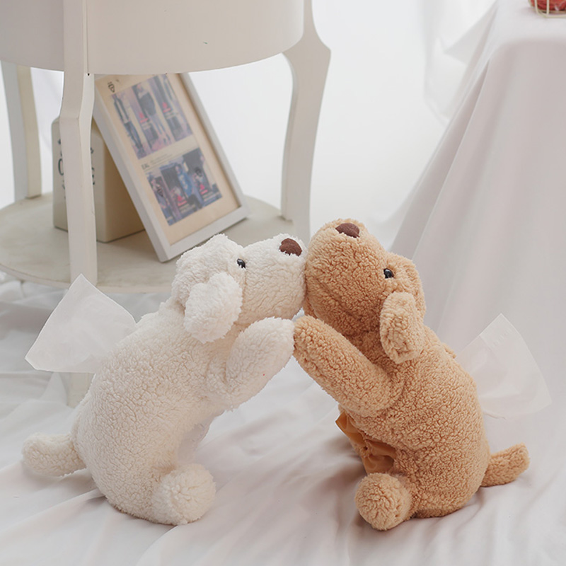 Peluche chien de dessin animé, 1 pièce, confortable, étui à serviette pour enfants, chiot doux, poupée, pour enfants, décoration de maison/Photo