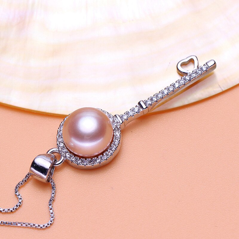 Mode sleutel parel hanger breken natuurlijke zoetwater parel sieraden 925 sterling zilver voor vrouwen huwelijkscadeau: pink pearl pendants