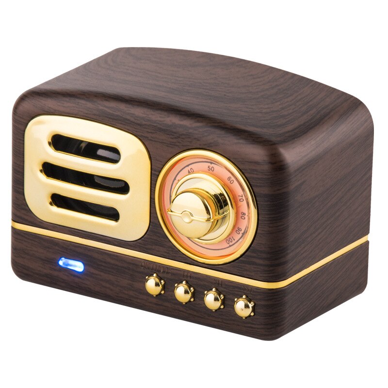 Retro Bluetooth Speaker Radio Portable Mini Wood Grain Subwoofer Plug In Card Mobile Phone Mini Audio