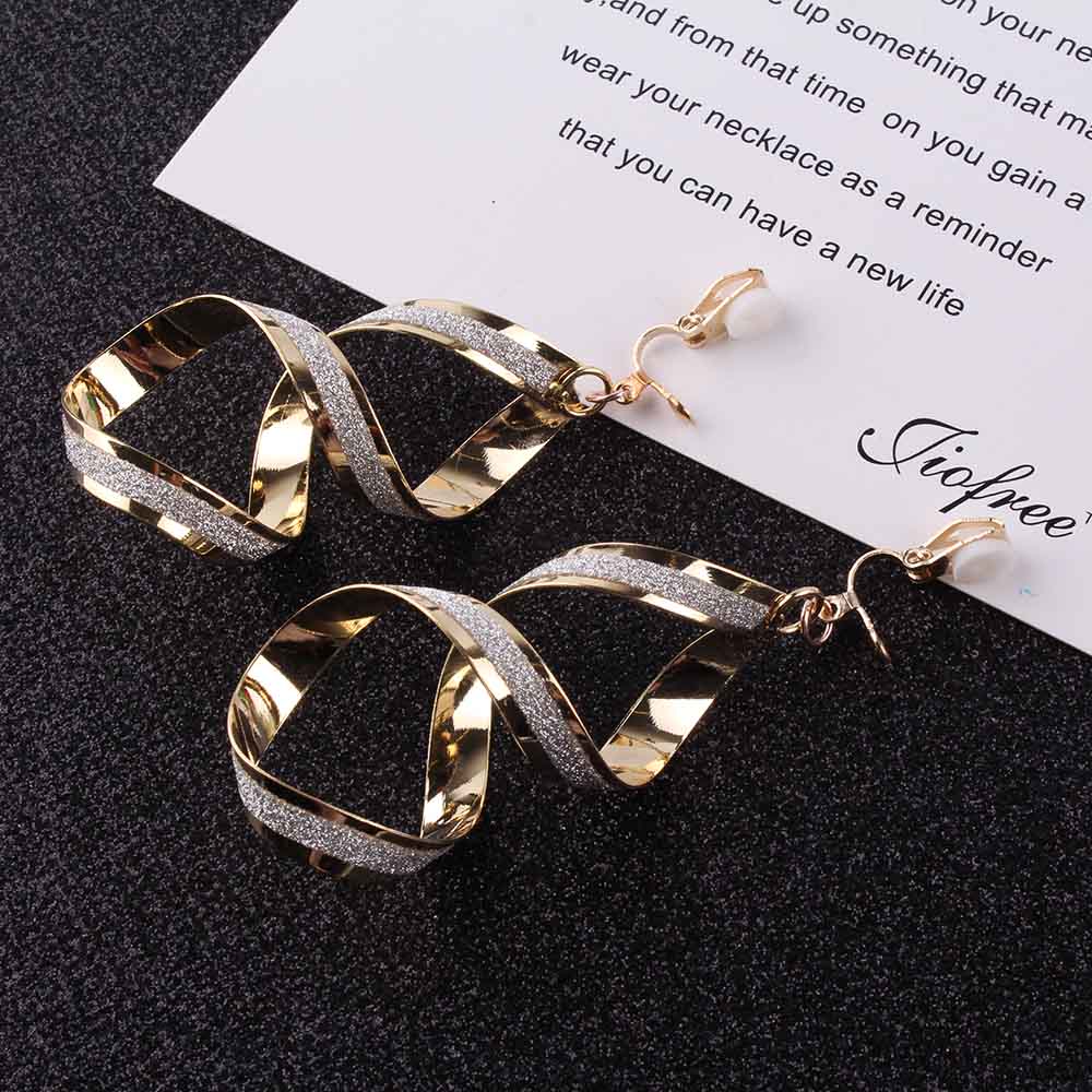 Übertrieben Peeling spirale Lange Ohr Manschette Clip Ohrringe Gold Schwarz Für Frauen Kein durchbohren Clip auf Ohrring Modeschmuck: Ohr Clip Gold