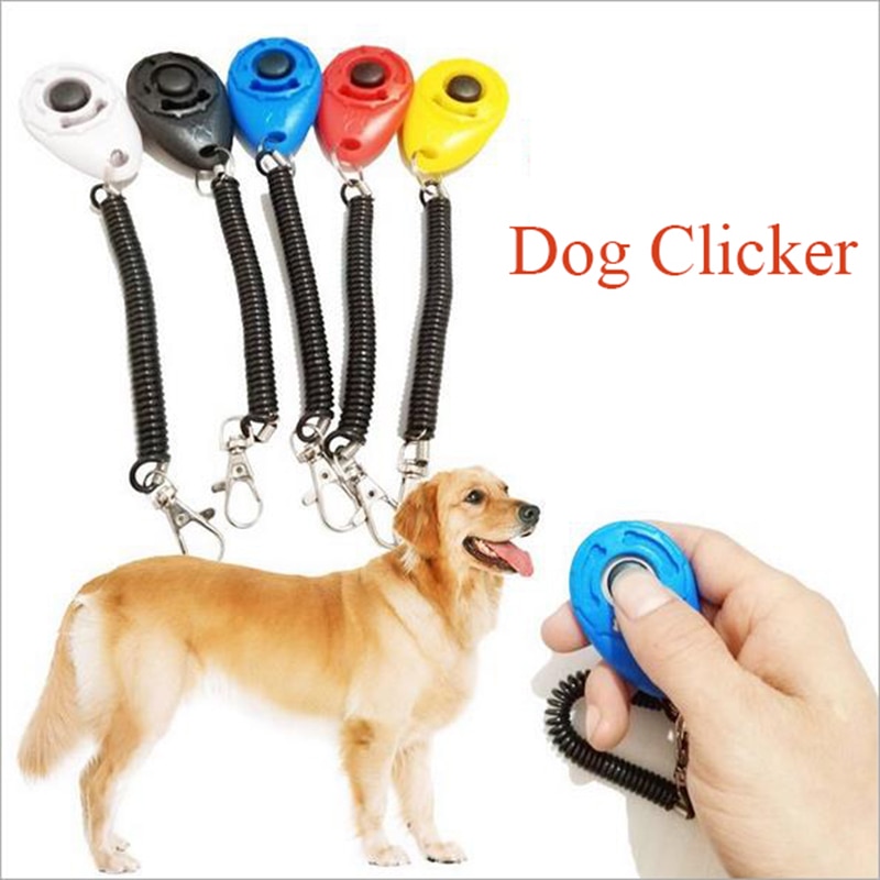 Plastic Hond Clicker Universele Pet Trainer Sleutelhanger Dog Training Clicker Trainer Hulp Verstelbare Polsband Geluid Sleutelhanger