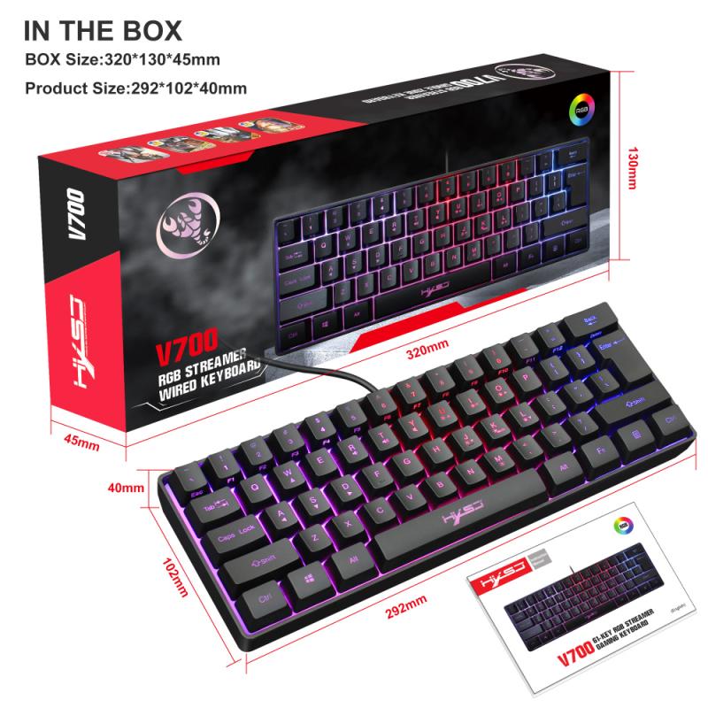 Gaming Keyboard RGB Lighting 61 Key Keyboard Multiple Shortcut Key Combinations For PC Laptop Computer Gamer Accessories
