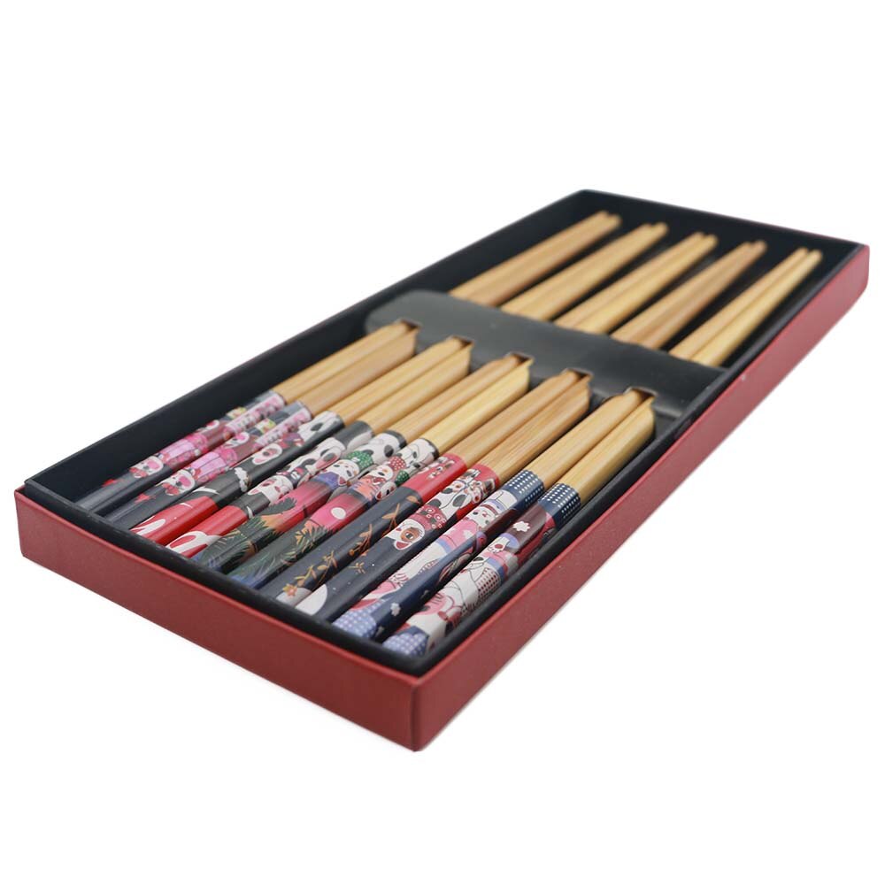 Chopsticks Boxs Chinese Wooden Chopsticks Traditional Vintage Handmade Natural Chopsticks Reusable Kitchen Chopsticks: 5Pairs Mix Set