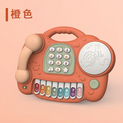Baby Kind Meisje Multifunctionele Piano Mobiele Telefoon Speelgoed Muziek Kids Jongen Vroeg Leren Onderwijs Speelgoed: orange
