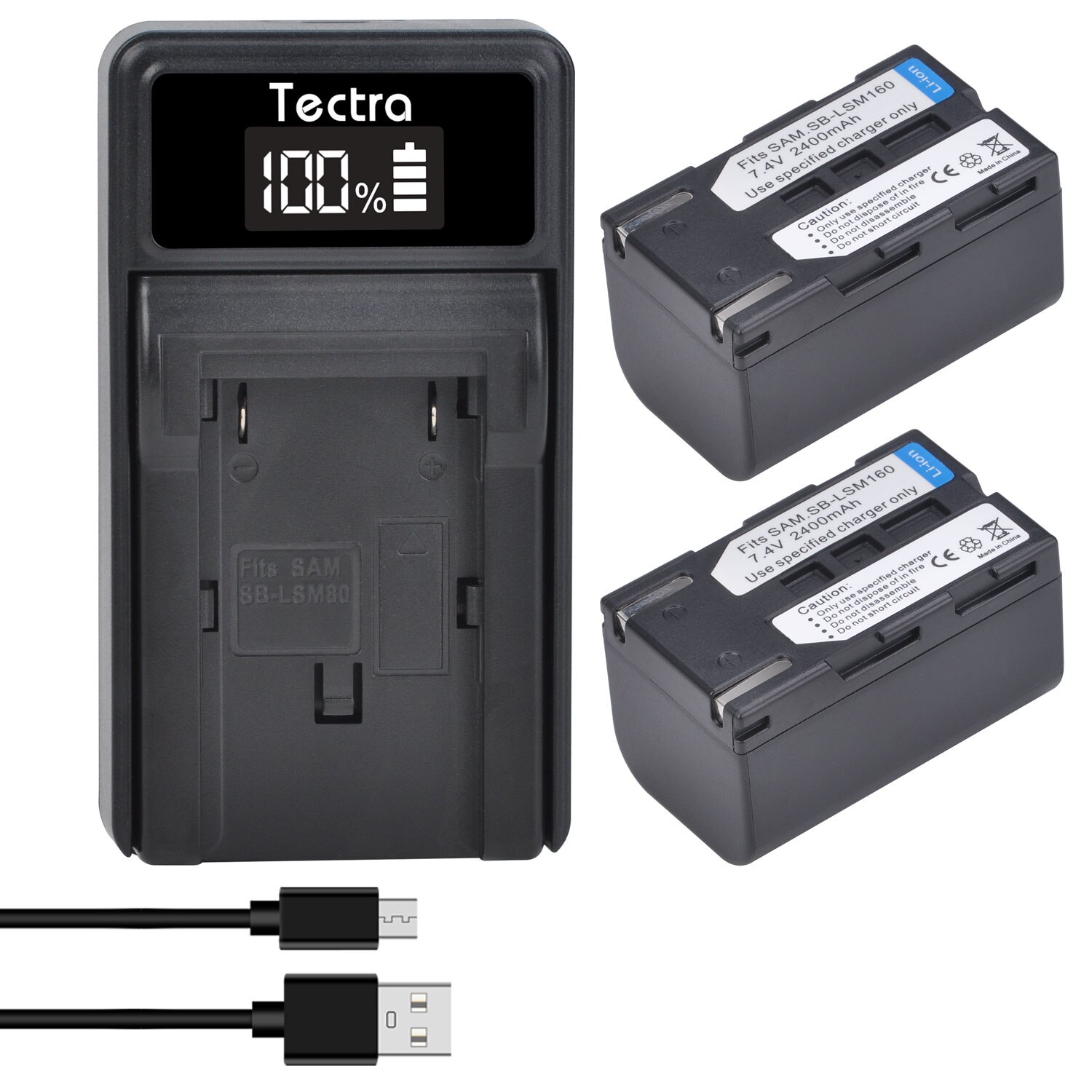 2400mAh SB-LSM80 SB-LSM160 SB-LSM320 Camera Battery for SAMSUNG SC-D263 SC-D362 SC-D363 VP-D964 VP-D965 VP-DC161 VP-DC163: 2 battery 1 charger