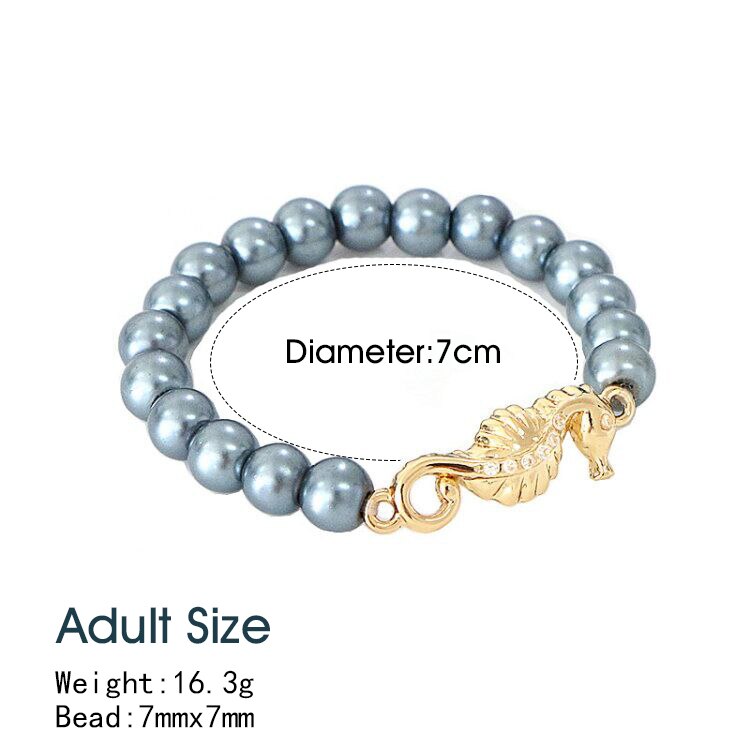 KOMI Adult/Kid Size Polynesian Hawaiian Samoa Marshall Jewelry Imitation Pearls Flower Turtle Seahorse Men Woman Bracelet Bangle: GJZ410 Adult Size