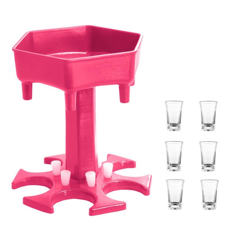 6 Shot Wine Glass Dispenser Holder Caddy Liquor Dispenser Party Beverage Drinking Games Glass Dispenser Party Bar Accessory: B Pink Set