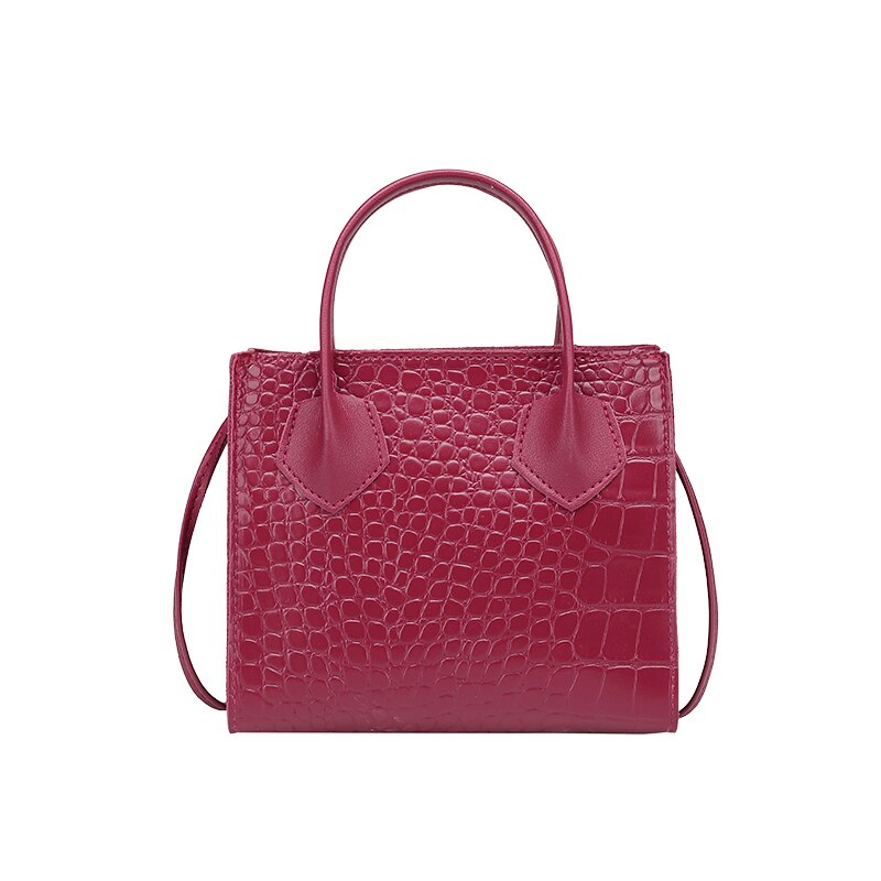 Senhora doce padrão de crocodilo couro do plutônio bolsa tote feminino jacaré quadrado crossbody mensageiro saco de moda bolsa de ombro: Vermelho