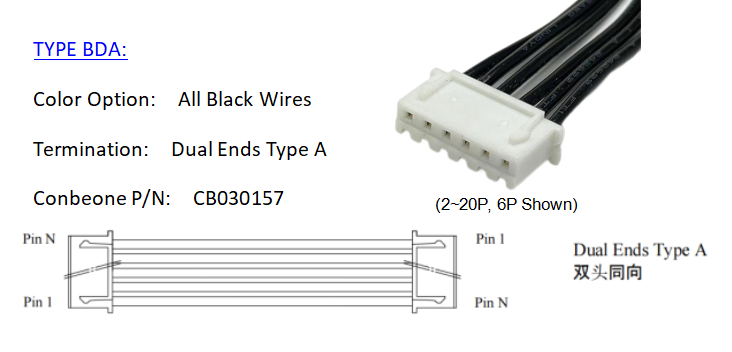 XHP-20 Wire harness, JST XHP 2.50mm Pitch OTS Cable, 20P, Low MOQ, Fast: Red / 0.8m