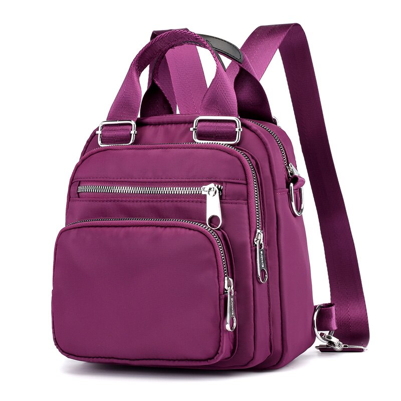 Frauen Nylon Rucksack Wasserdichte Weibliche Schulter Tasche Karikatur Druck Rucksack Mini lässig Bagpack Sack EIN Haupt Mädchen tasche: Lila