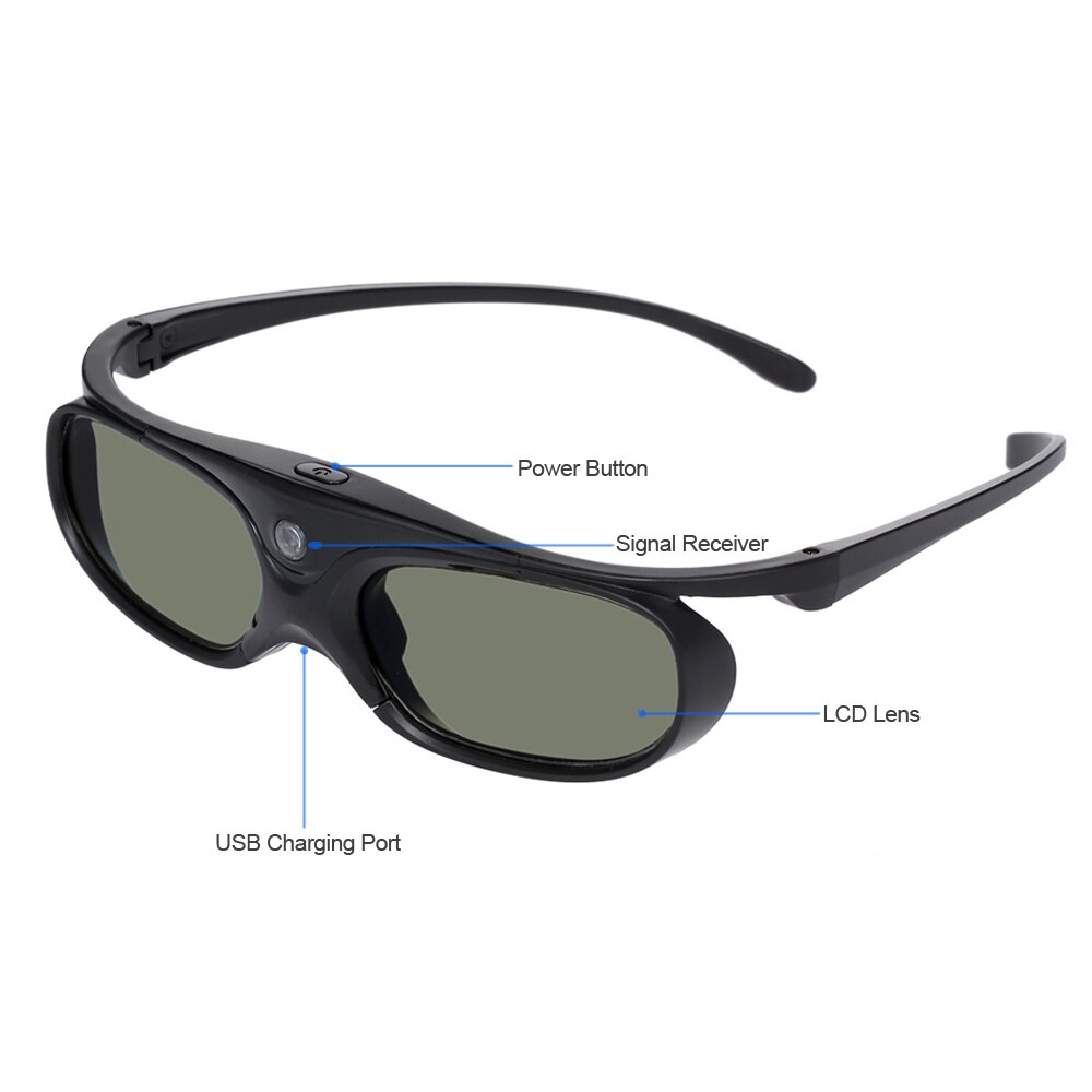 Lunettes 3D lunettes de projecteur à obturateur actif rechargeables pour projecteurs 3D dlp-link pour Optoma Acer BenQ ViewSonic Sharp Dell