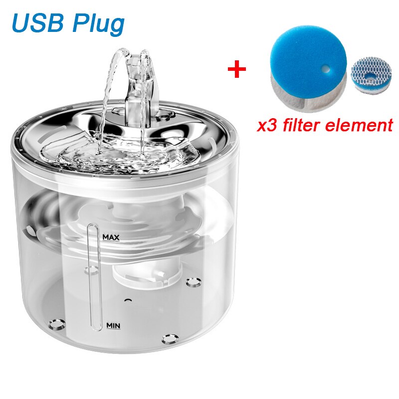 Induktion Katze Wasser Brunnen mit Sensor Rostfreiem Stahl Automatische Katzen Wasser Spender 4 schicht Filter Clever Haustier Trinken Brunnen: A01-Filter X3