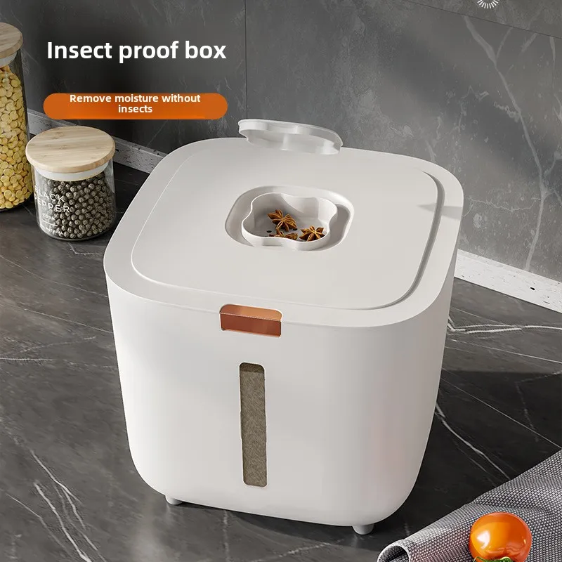 Secchio per riso domestico, secchio per riso in plastica a prova di umidità, secchio di stoccaggio a pressa, scatola per secchio di riso sigillata per uso alimentare
