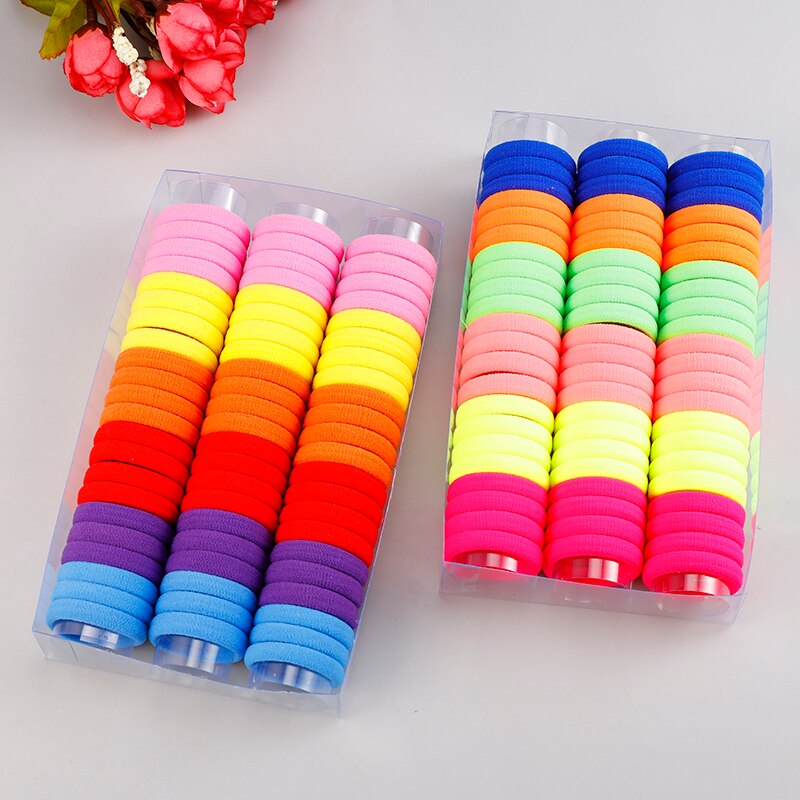 66 st/lot 3cm färgglada nylonringar flickor knasiga hårband haar håraccessoarer barn gummiband elastiska pannband