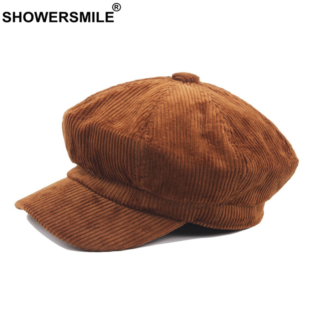SHOWERSMILE Kabel Zeitungsjunge Mütze Für Weibliche Kaffee Jahrgang Hütte Frauen Herbst Winter Damen Maler Achteckige Kappe