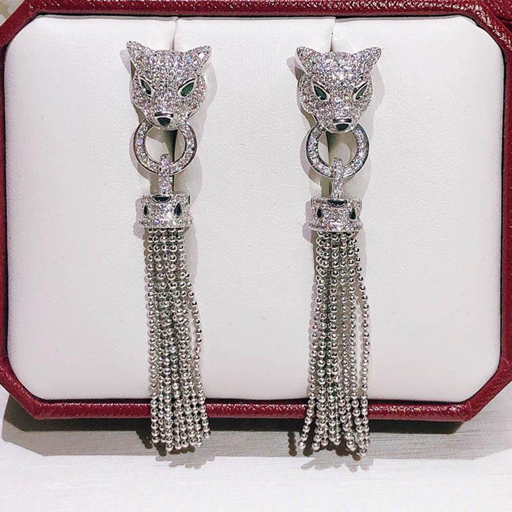 Persoonlijkheid Overheersend Street Style Kwasten Leopard Oorbellen Party Vrouwen Zilveren Naald 925: 18K platinum