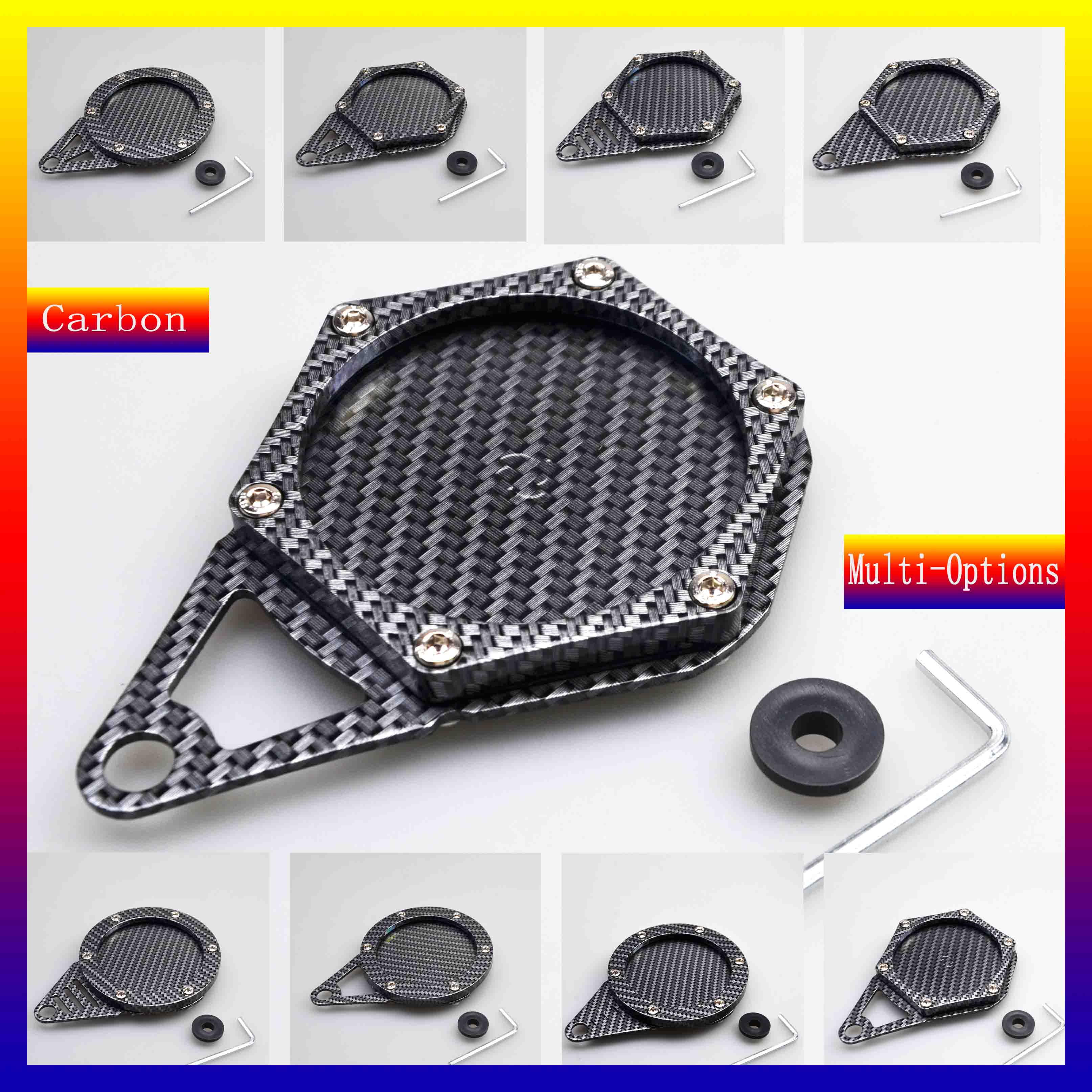 Motorcycle Carbon Tax Disc holder, Motorbike Universal Round Tax Disc Plate Holder Waterproof Carbon